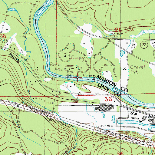 Topographic Map of Fishermen's Bend Bureau of Land Management Boat Ramp, OR