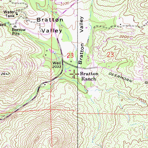 Topographic Map of Bratton Ranch, CA