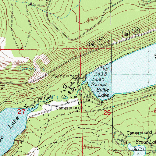 Topographic Map of Suttle Lake Waterski Area Boat Ramp, OR