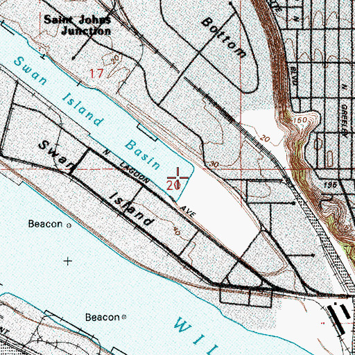 Topographic Map of Swan Island Ramp, OR