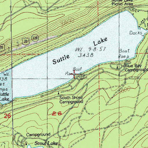 Topographic Map of South Shore Campground Boat Ramp, OR