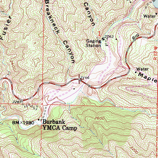 Topographic Map of Breakneck Canyon, CA