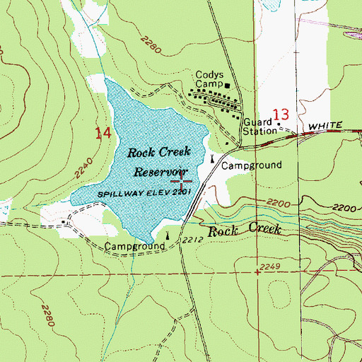 Topographic Map of Rock Creek Campground Boat Ramp, OR