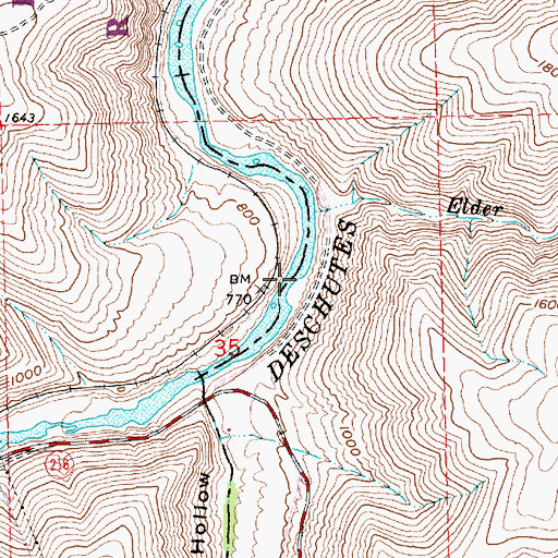 Topographic Map of Buckhollow Boat Launch, OR