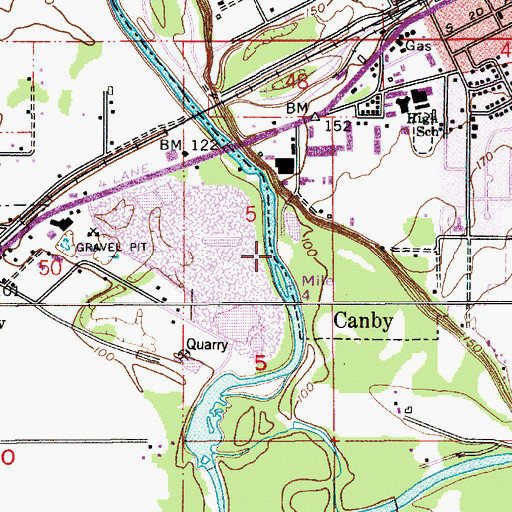 Topographic Map of Canby Community Park Boat Ramp, OR