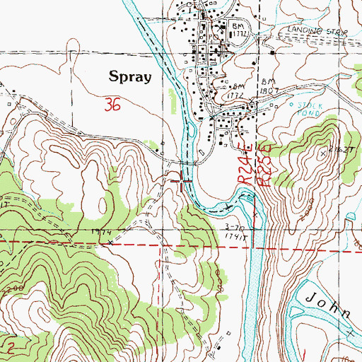 Topographic Map of Spray Boat Access Site, OR