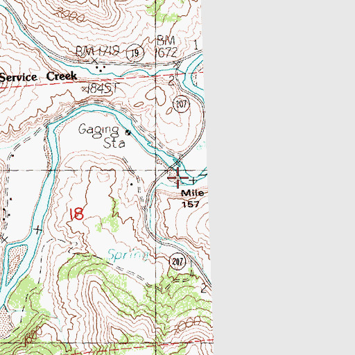Topographic Map of Service Creek Boat Launch, OR