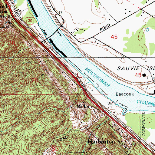 Topographic Map of Cassidy Marina Way Moorage, OR