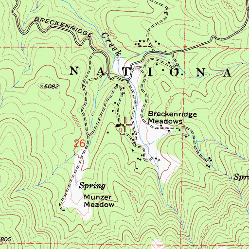 Topographic Map of Breckenridge Meadows, CA