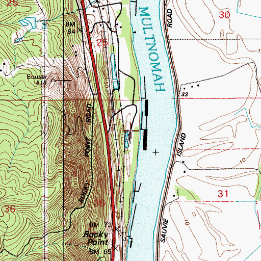 Topographic Map of McCuddy's Big Oak Marina, OR