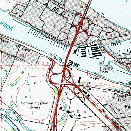 Topographic Map of Marineland at Pier 99, OR