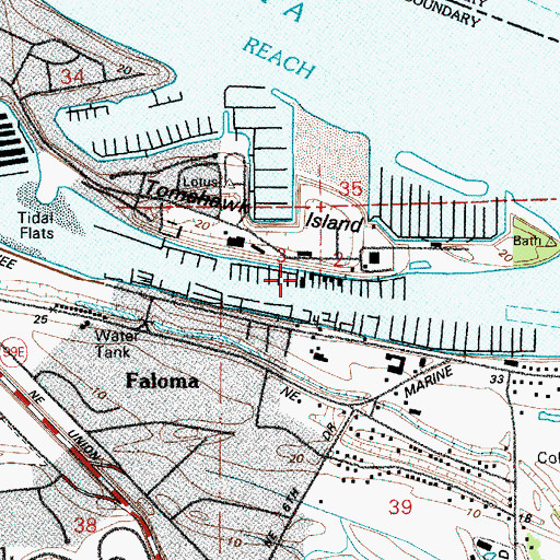Topographic Map of Tomahawk Bay Moorage, OR
