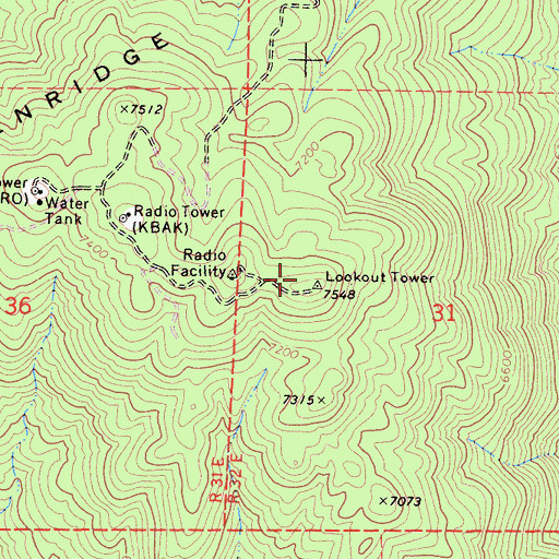 Topographic Map of Breckenridge Mountain, CA