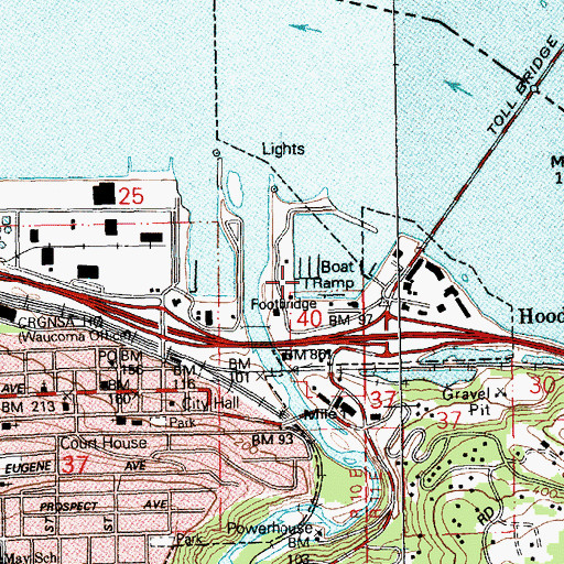 Topographic Map of Port of Hood River Marina Park, OR