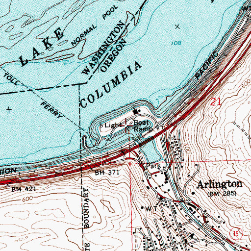 Topographic Map of Port of Arlington Marina, OR