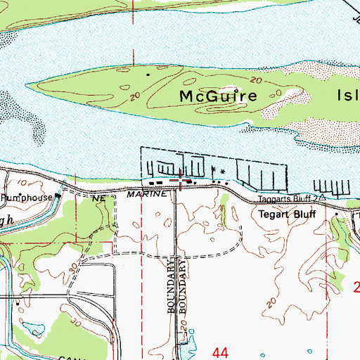 Topographic Map of Ducks Moorage, OR