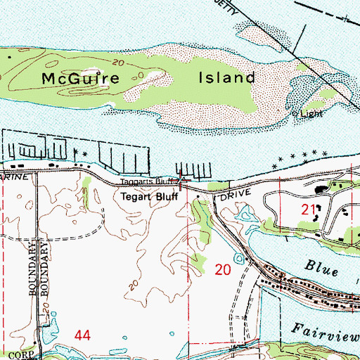 Topographic Map of Big Eddy's Marina, OR
