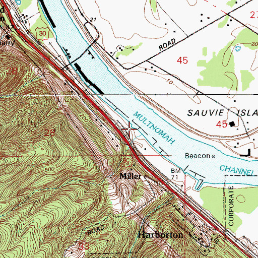 Topographic Map of Cassidy Marina Way Moorage, OR