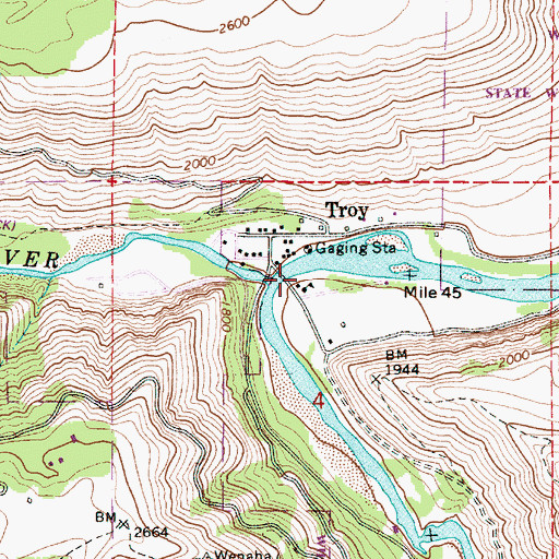 Topographic Map of Troy Boat Access 1, OR