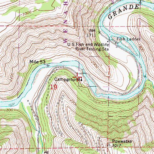 Topographic Map of Wildcat Creek Boat Access, OR