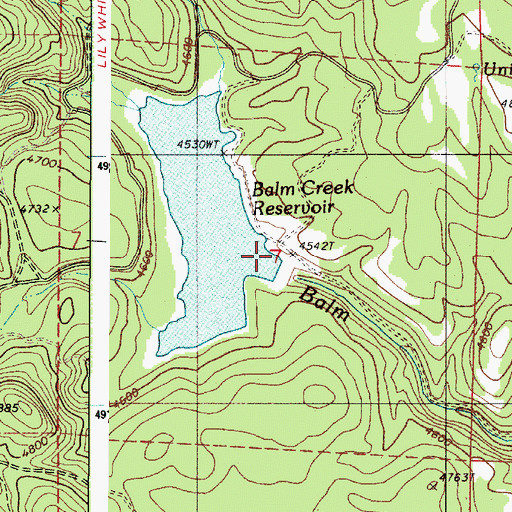 Topographic Map of Balm Creek Reservoir Boat Launch, OR