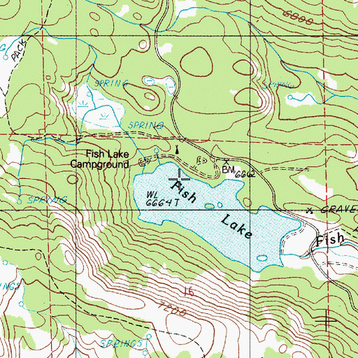 Topographic Map of Fish Lake Campground Boat Launch, OR
