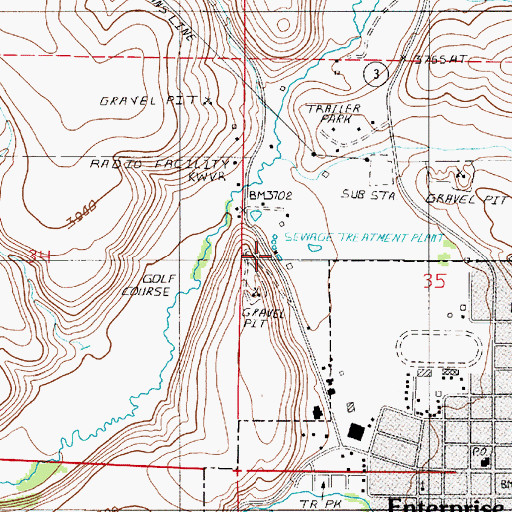 Topographic Map of Enterprise Public Works Department, OR