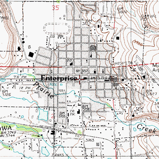 Topographic Map of Wallowa County Courthouse, OR