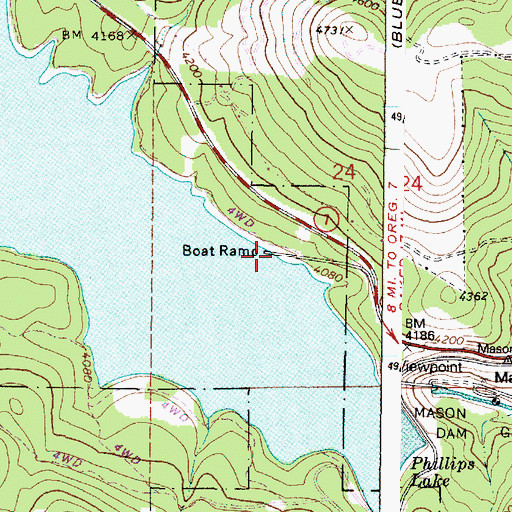 Topographic Map of Mason Boat Ramp, OR