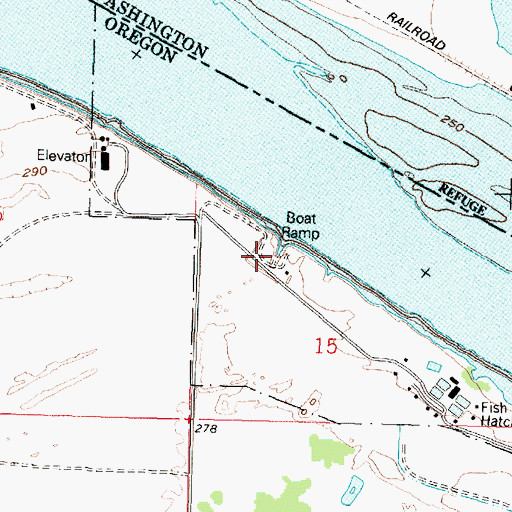 Topographic Map of Patterson Ferry Boat Ramp, OR