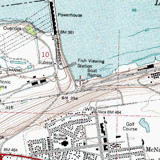 Topographic Map of McNary Dam / Oregon Boat Ramp, OR
