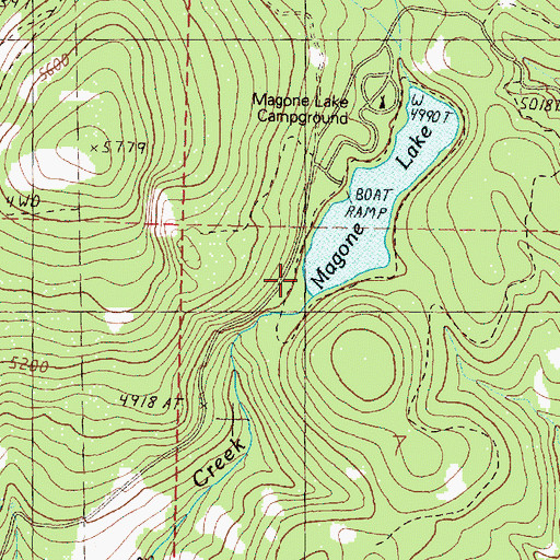 Topographic Map of Magone Lake Recreation Area Boat Launch, OR