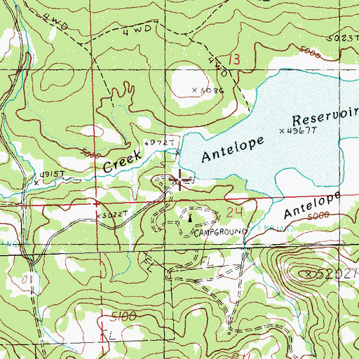 Topographic Map of Antelope Flat Reservoir Boat Launch, OR