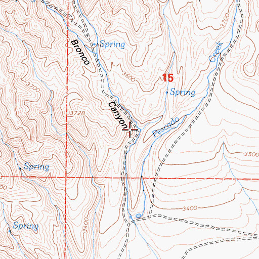 Topographic Map of Bronco Canyon, CA