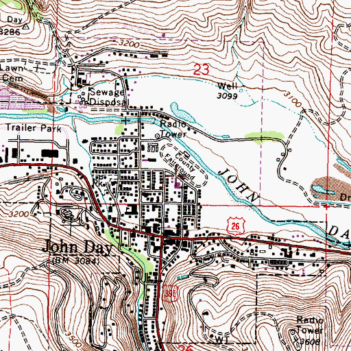 Topographic Map of Grant County Fairgrounds Outdoor Arena, OR
