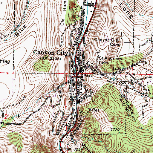 Topographic Map of Canyon City Public Works Department Office, OR