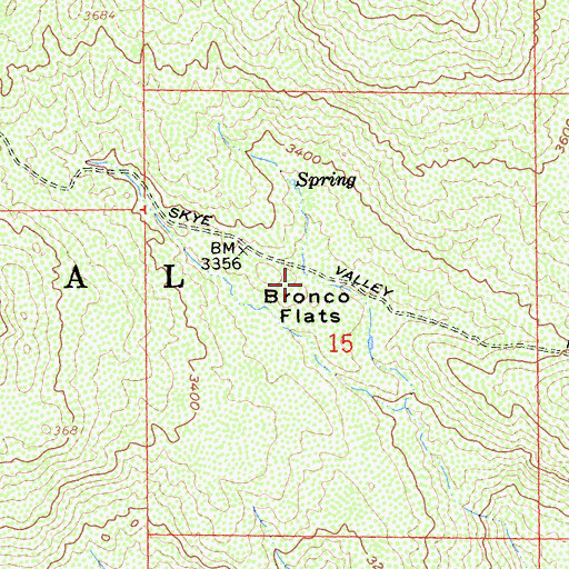 Topographic Map of Bronco Flats, CA