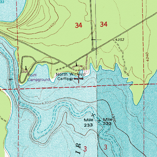 Topographic Map of North Wickiup Reservoir Boat Ramp, OR