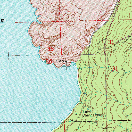 Topographic Map of Lava Flow Campground Boat Launch, OR