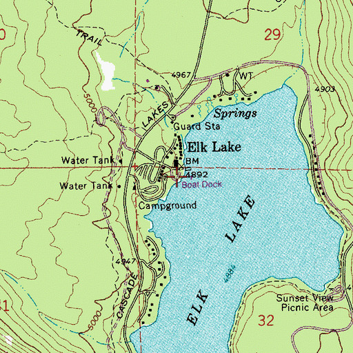 Topographic Map of Elk Lake Marina, OR