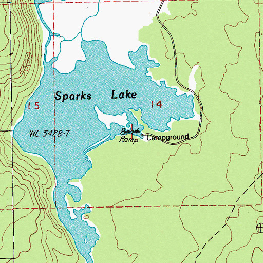 Topographic Map of Sparks Lake Boat Ramp, OR