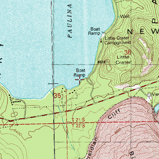 Topographic Map of Little Crater Campground Boat Ramp, OR