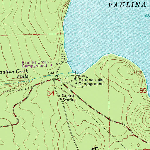 Topographic Map of Paulina Lake Campground Boat Ramp, OR