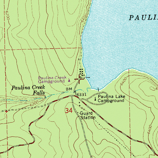 Topographic Map of Paulina Lake Lodge Boat Ramp, OR