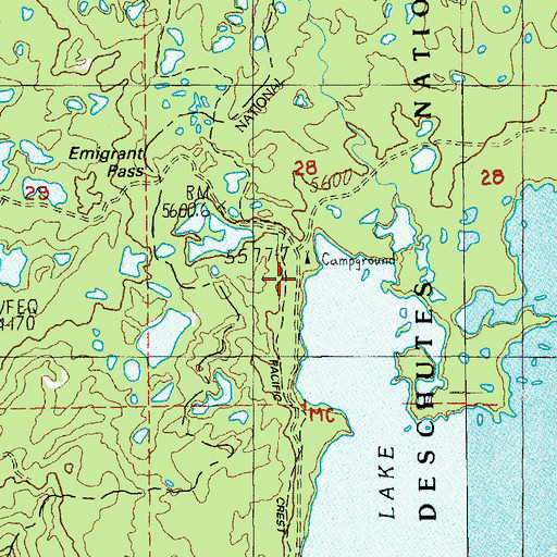 Topographic Map of Summit Lake Boat Launch, OR