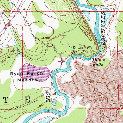 Topographic Map of Dillon Falls Boat Ramp, OR