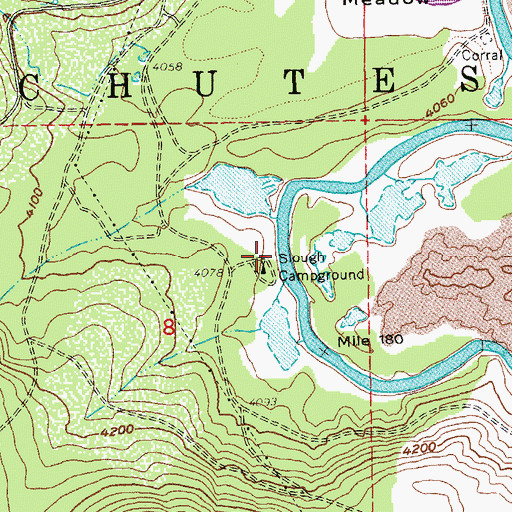 Topographic Map of Slough Camp Boat Launch, OR