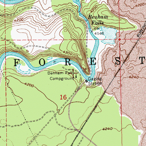 Topographic Map of Benham Falls Boat Launch, OR