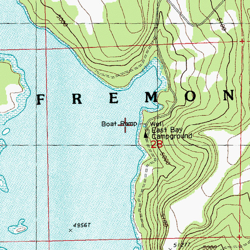 Topographic Map of East Bay Thompson Reservoir Campground Boat Ramp, OR