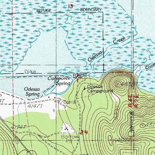 Topographic Map of Odessa Campground Boat Launch, OR